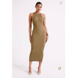 Brand New Meshki Sienna Olive Knit Midi Dress